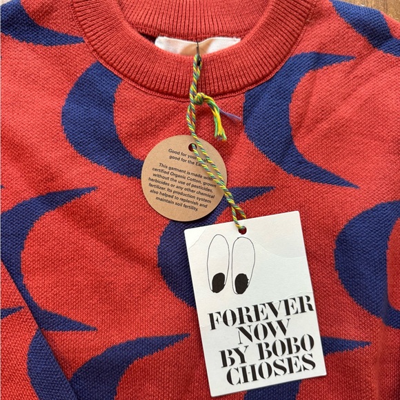 Bobo Choses Crescent Pattern Red and Blue Crewneck Sweater NWT - Picture 3 of 5